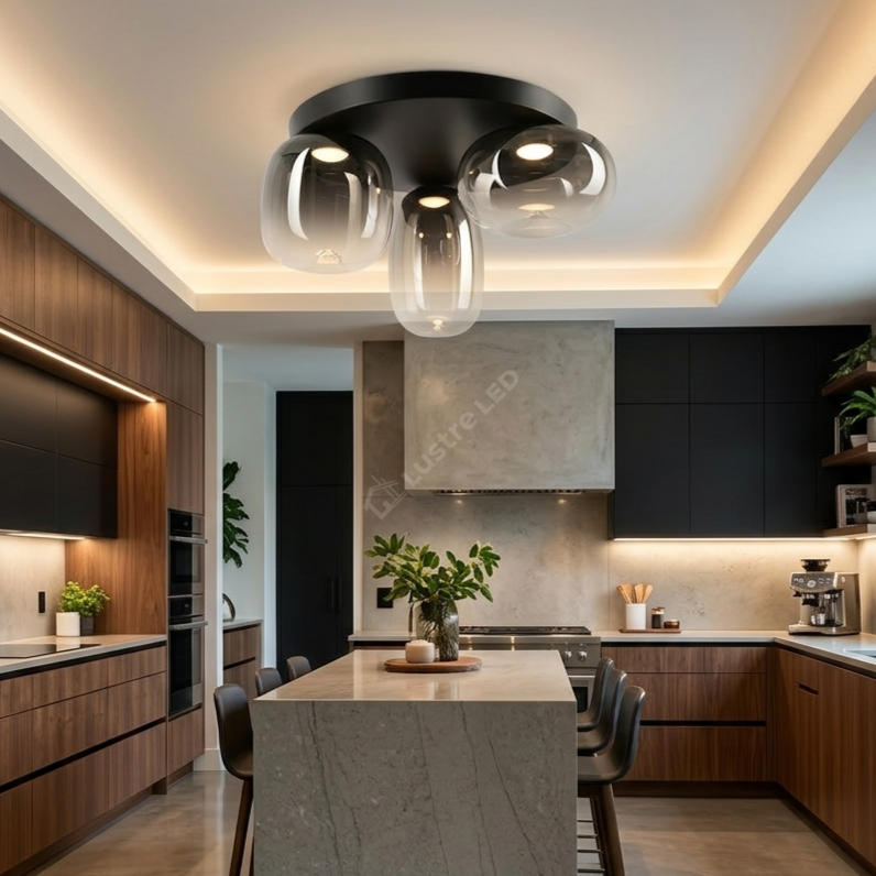 Lustra LED Vaso Smoked Premium Abajur Fumuriu Echivalent 100W
