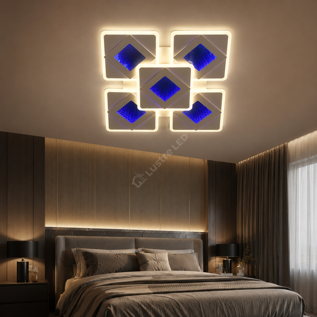 Lustra LED Venice Mirror 3D RGB Echivalent 600W Telecomanda