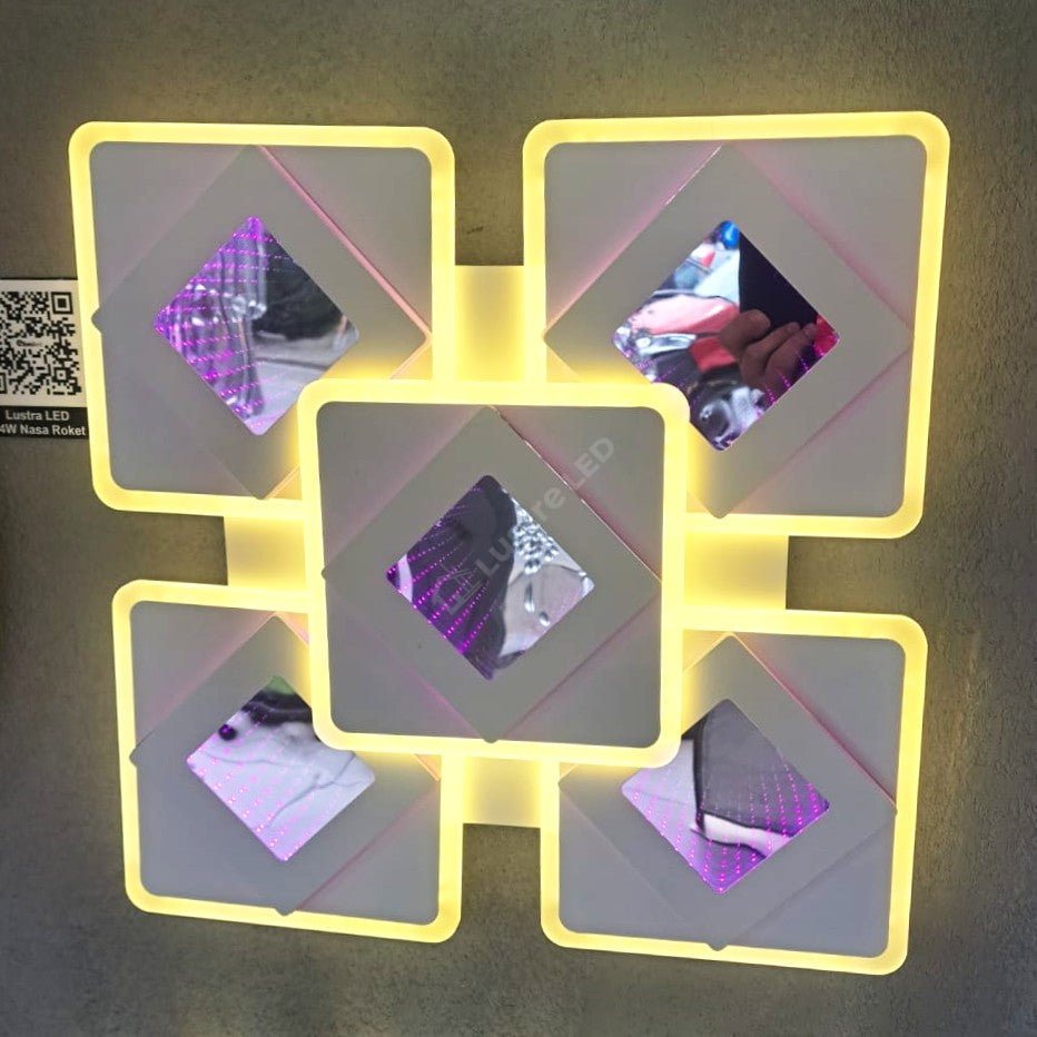 Lustra LED Venice Mirror 3D RGB Echivalent 600W Telecomanda