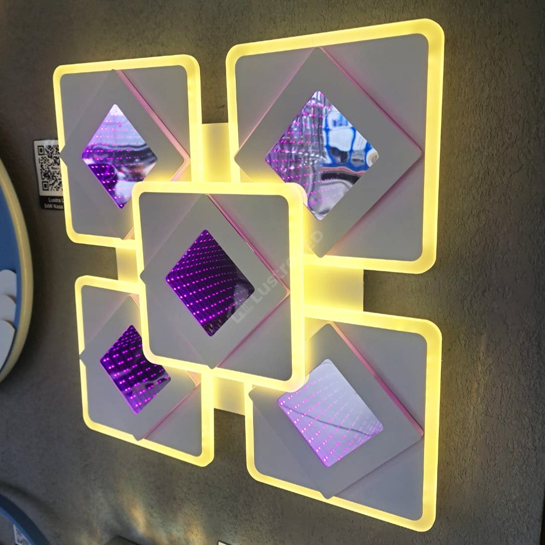 Lustra LED Venice Mirror 3D RGB Echivalent 600W Telecomanda