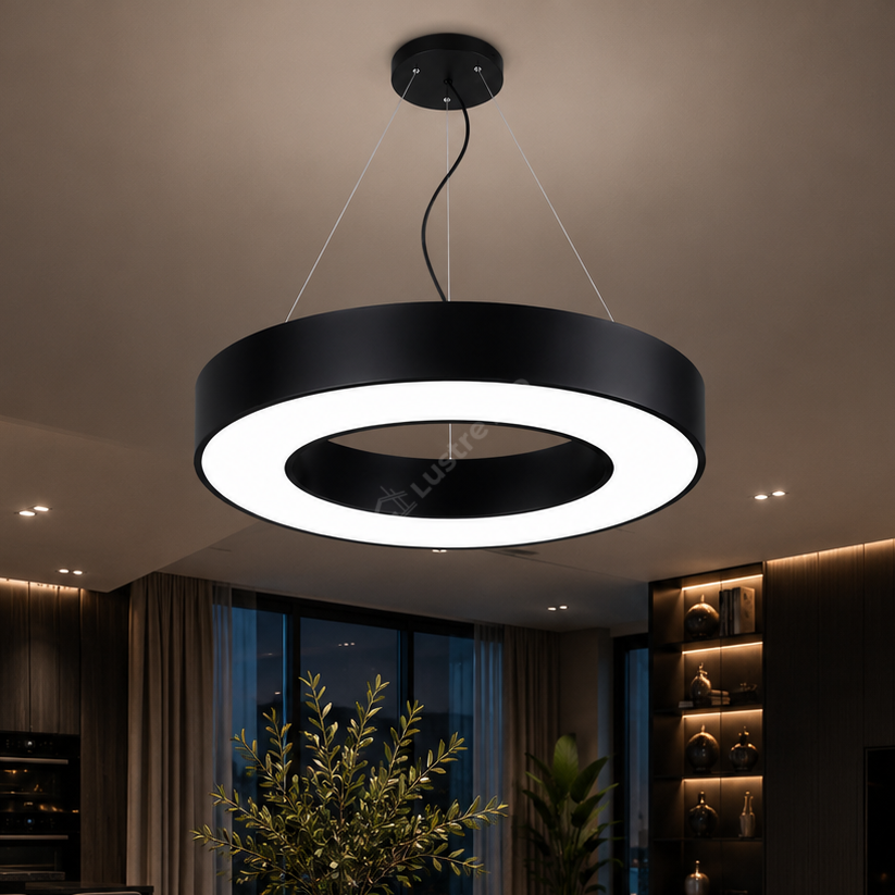 Lustra LED VISBY Black 60CM Echivalent 150W