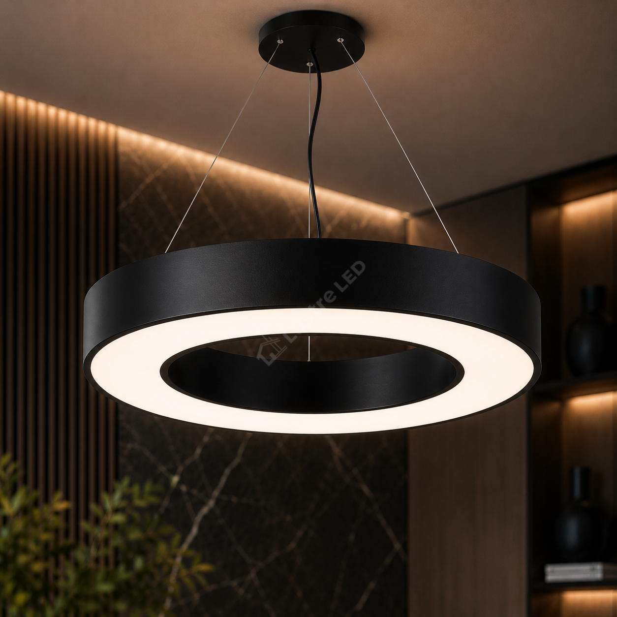 Lustra LED VISBY Black 60CM Echivalent 150W