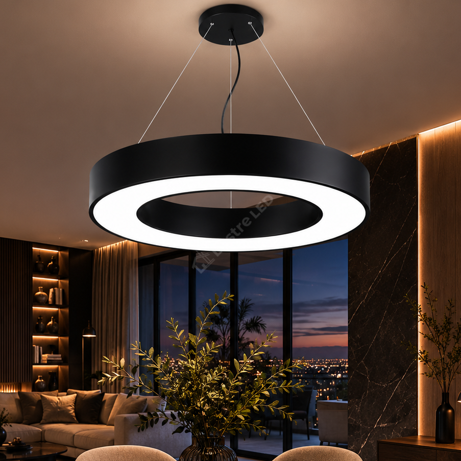 Lustra LED VISBY Black 60CM Echivalent 150W