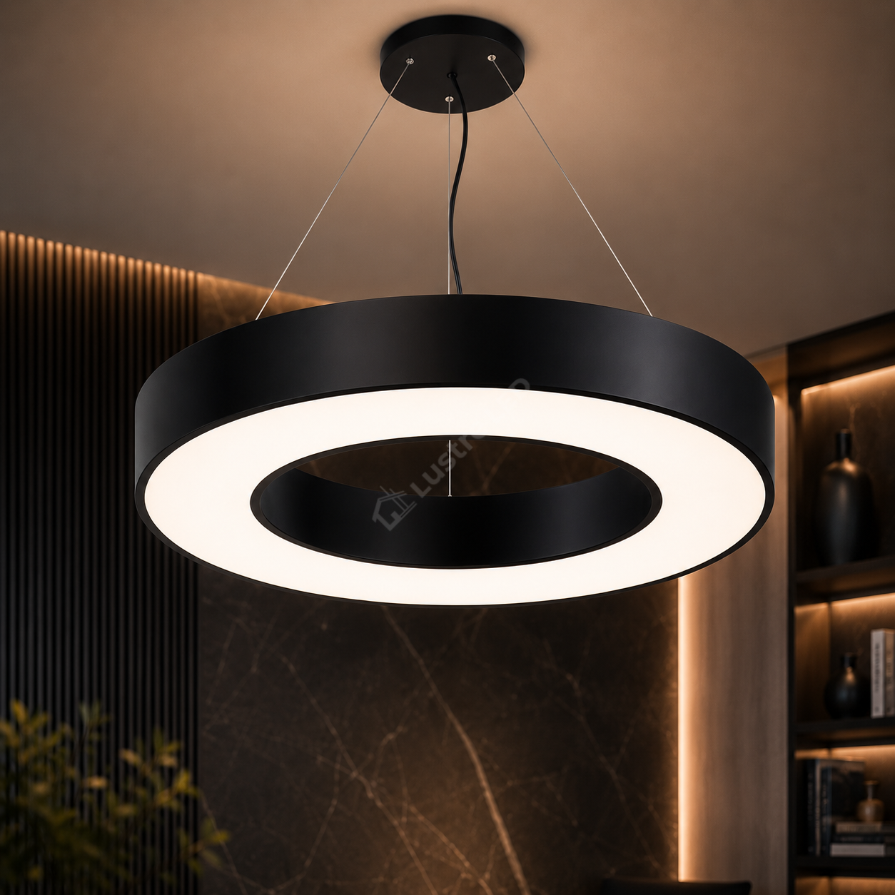 Lustra LED VISBY Black 60CM Echivalent 150W