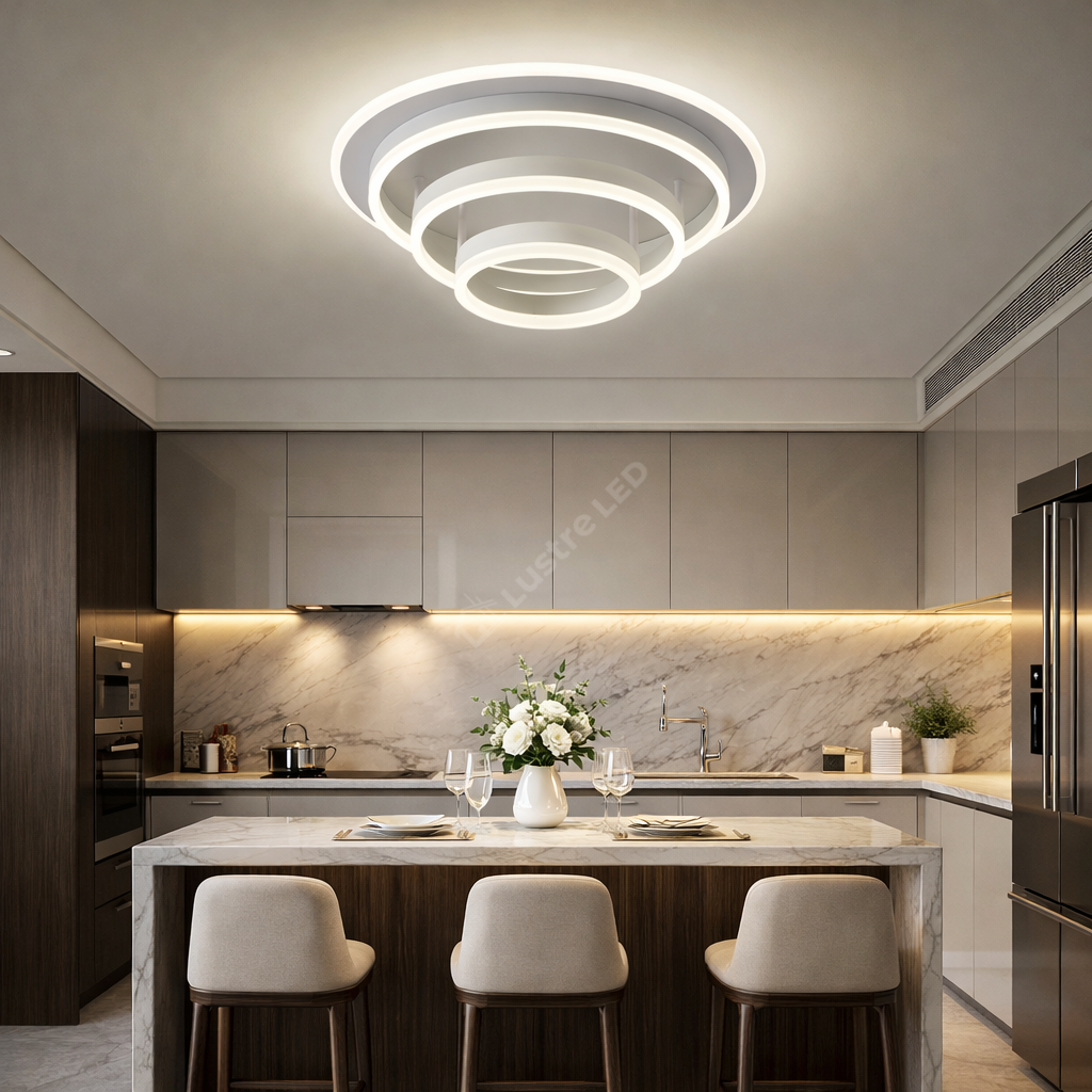 Lustra LED Vulcano Ring White Echivalent 800W Telecomanda