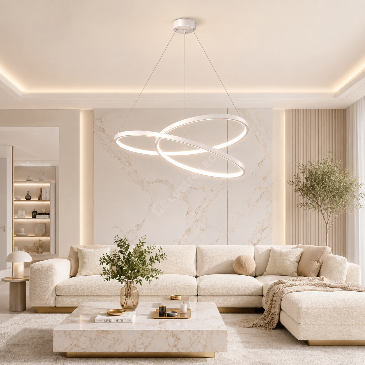 Lustra LED White Suspendata Lumea Echivalent 600W Telecomanda
