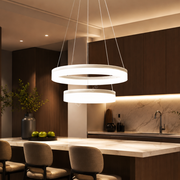Lustra LED WILLY White 2 Segmente 40+60cm Echivalent 600W Telecomanda