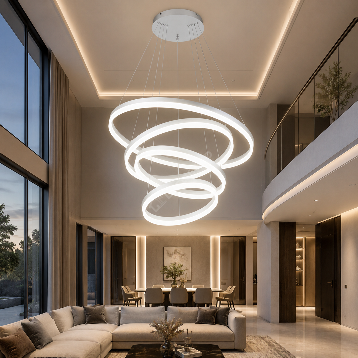 Lustra LED WILLY White 4 Segmente 100x80x60x40cm Echivalent 1000W Telecomanda