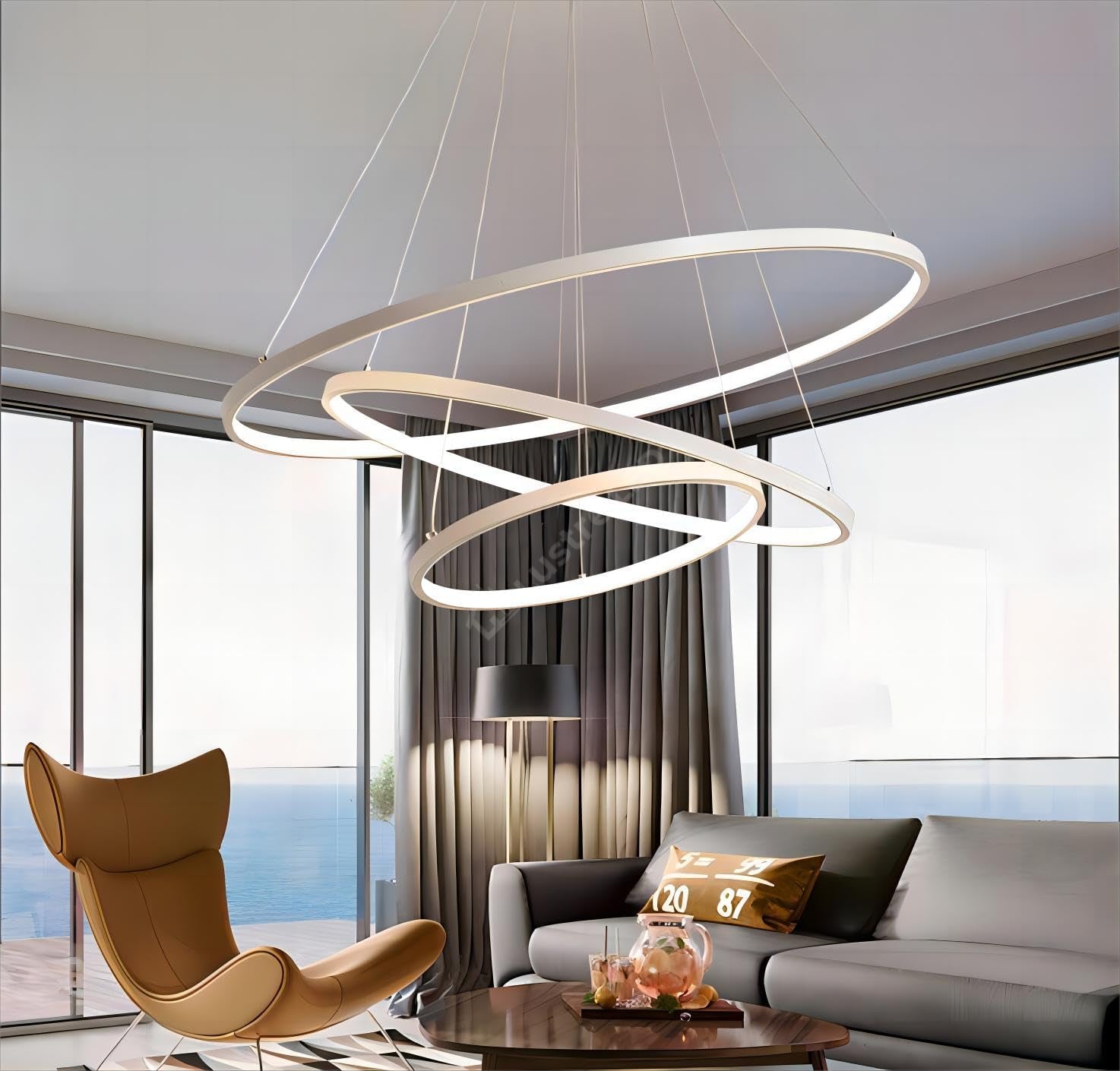 Lustra LED WONDER Alb 3 Segmente Echivalent 600W Telecomanda