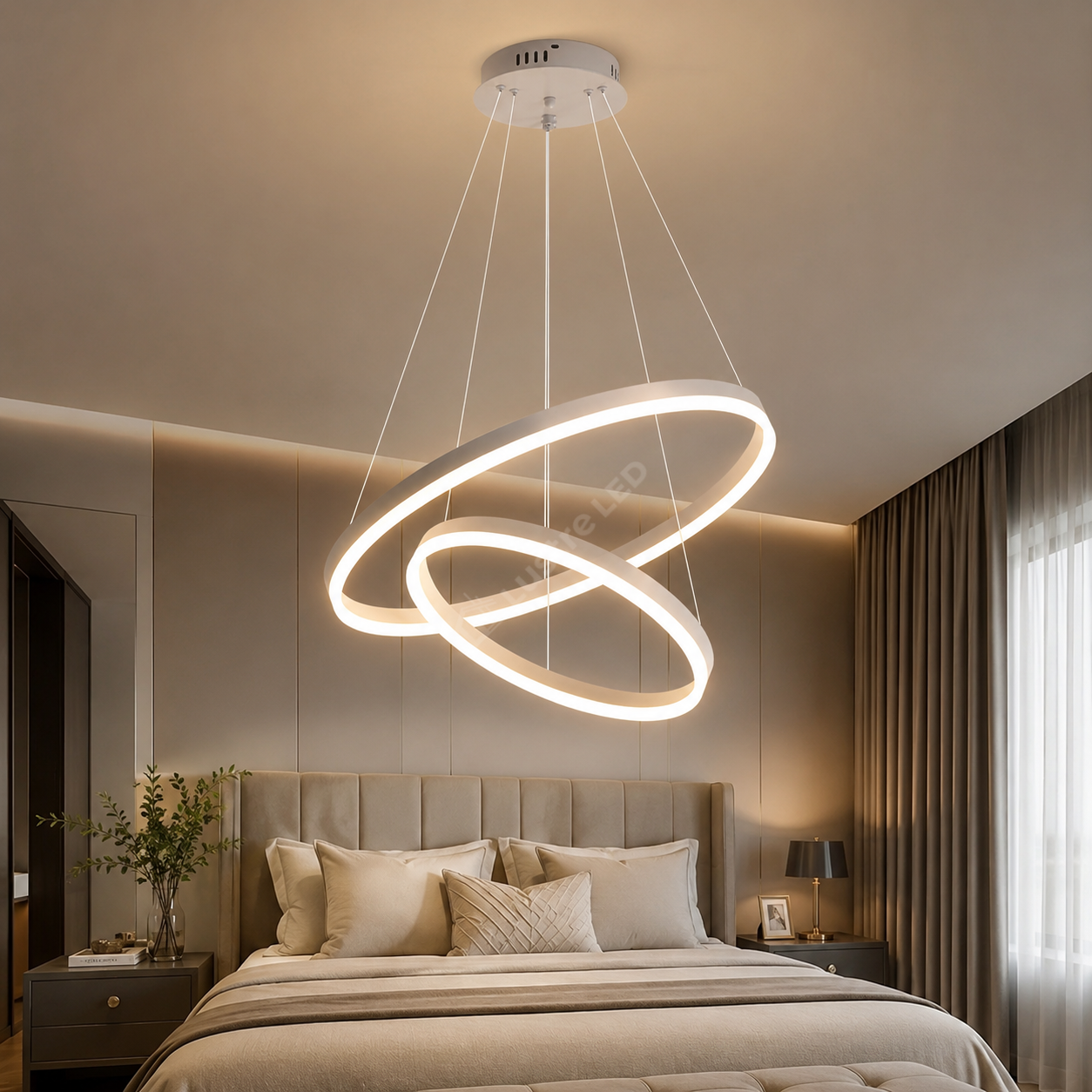 Lustra LED WONDERLAND Alba 2 Segmente Echivalent 400W Telecomanda