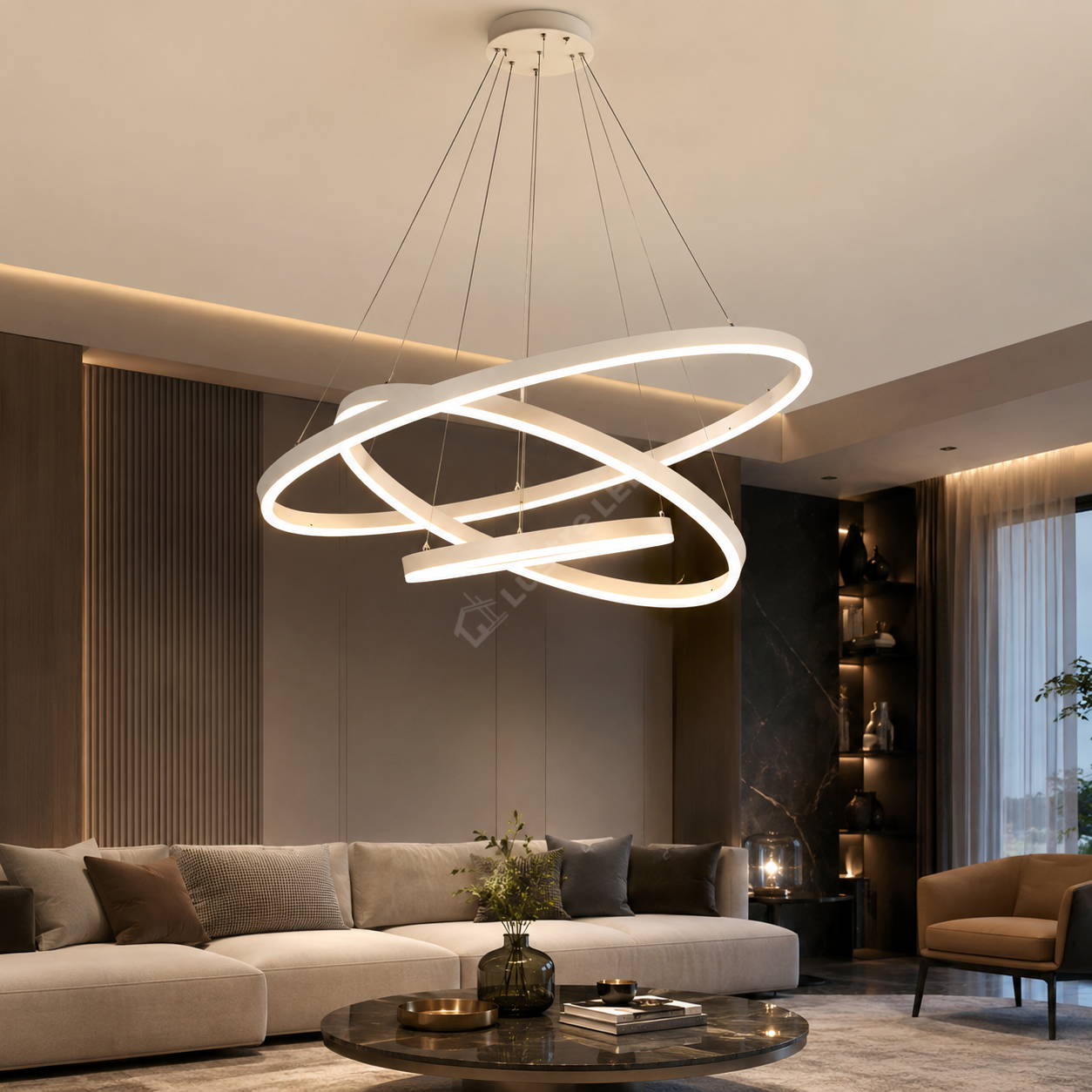 Lustra LED WONDERLAND Alba 3 Segmente Echivalent 600W Telecomanda