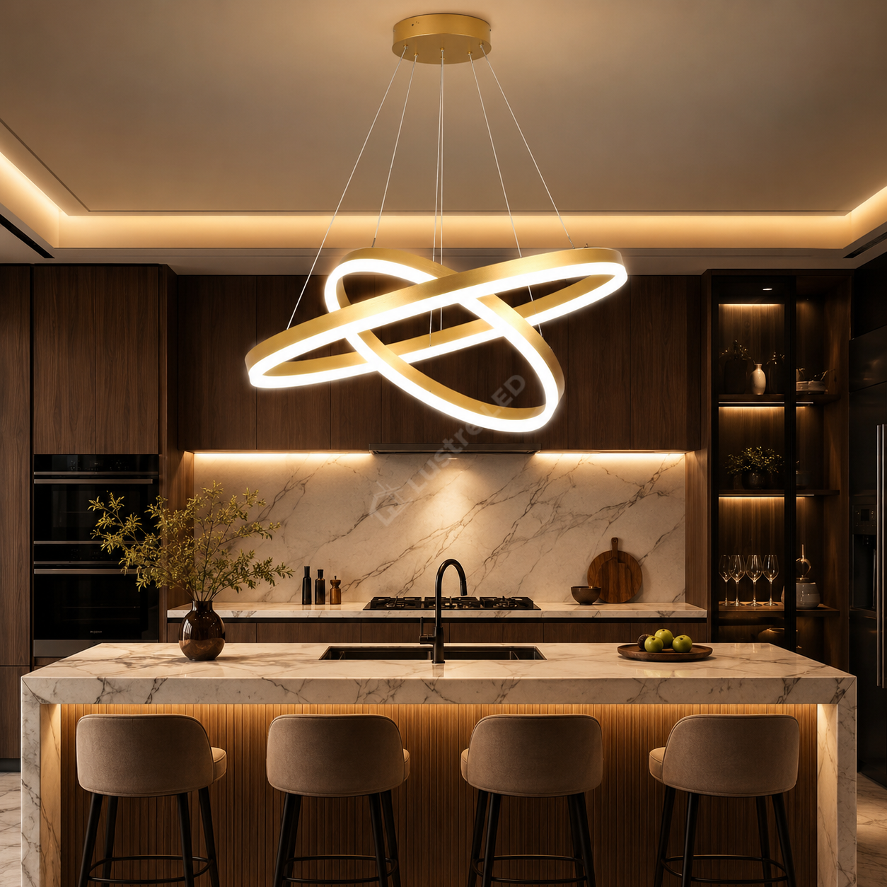 Lustra LED WONDERLAND Gold 2 Segmente Echivalent 400W Telecomanda