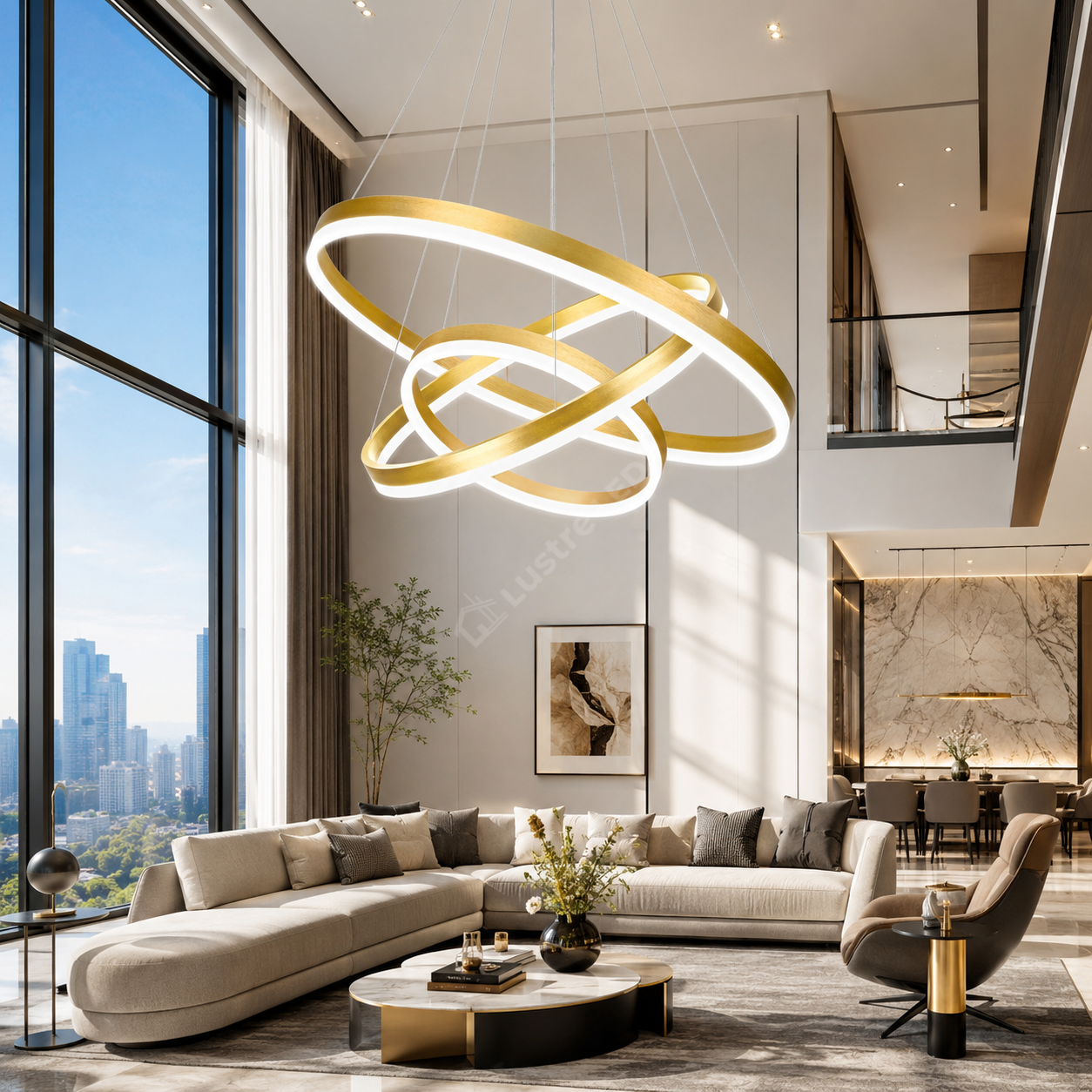 Lustra LED WONDERLAND Gold 3 Segmente XXL 80cm Echivalent 800W Telecomanda