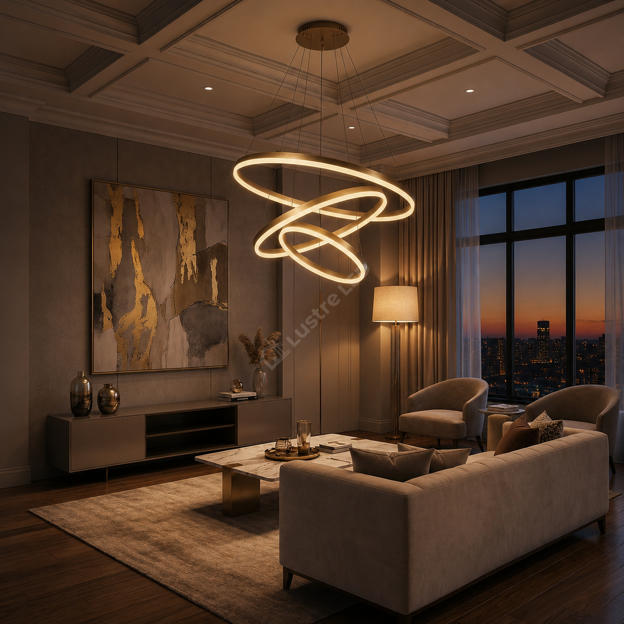Lustra LED WONDERLAND Gold 3 Segmente XXL 80cm Echivalent 800W Telecomanda