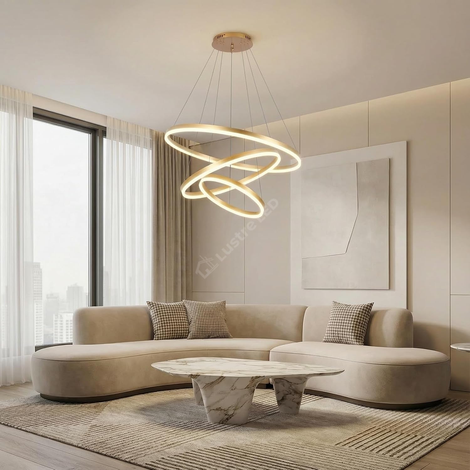 Lustra LED WONDERLAND Gold 3 Segmente XXL 80cm Echivalent 800W Telecomanda