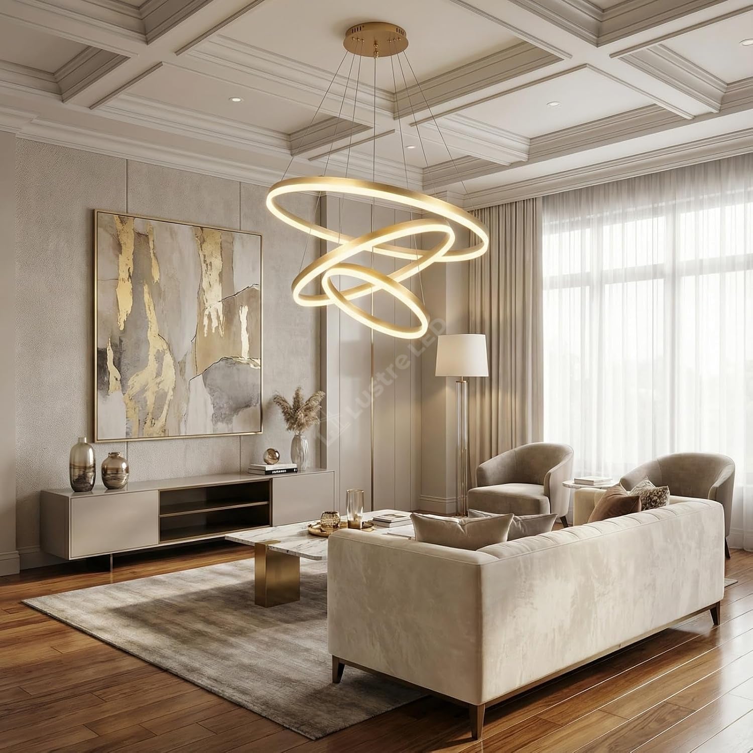 Lustra LED WONDERLAND Gold 3 Segmente XXL 80cm Echivalent 800W Telecomanda