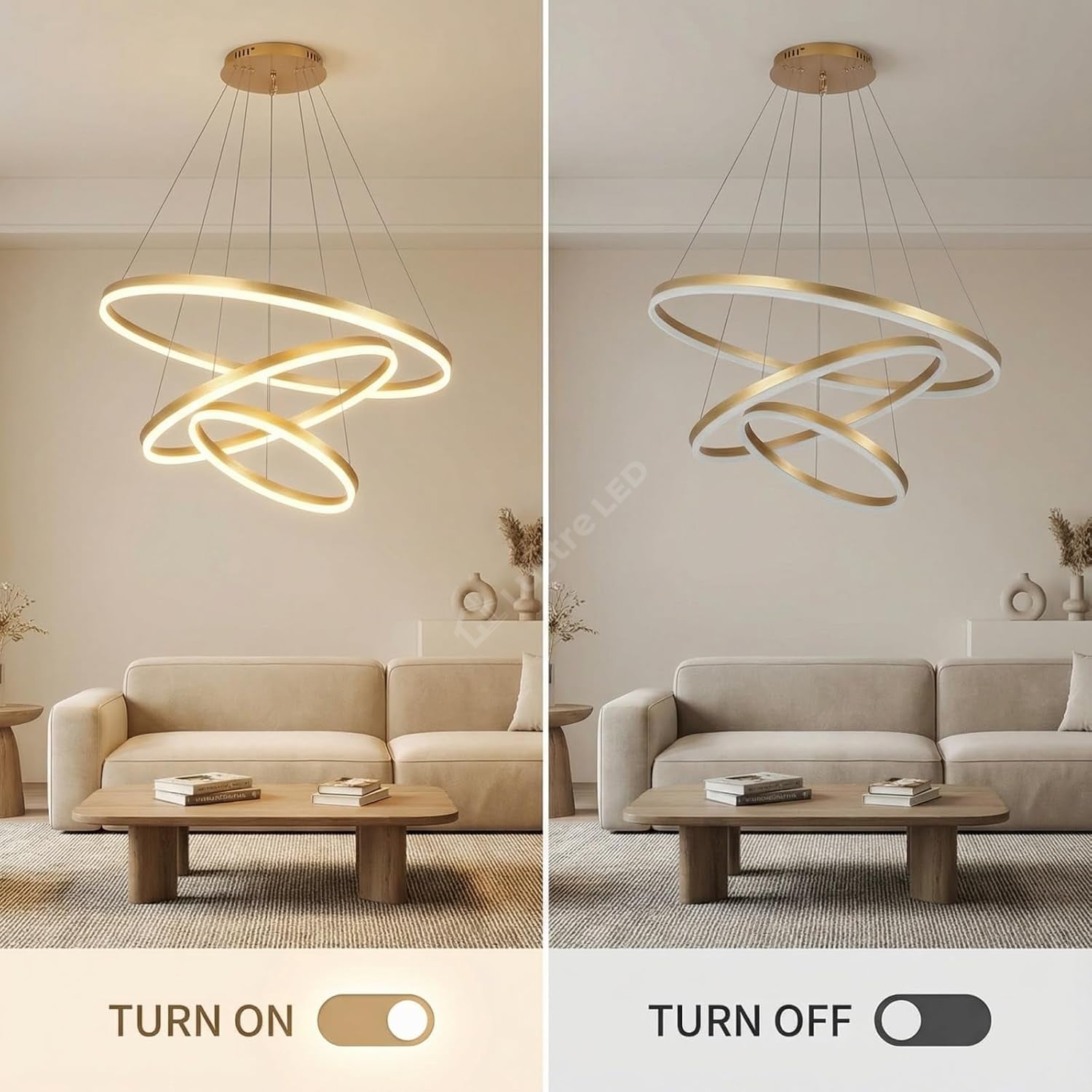 Lustra LED WONDERLAND Gold 3 Segmente XXL 80cm Echivalent 800W Telecomanda