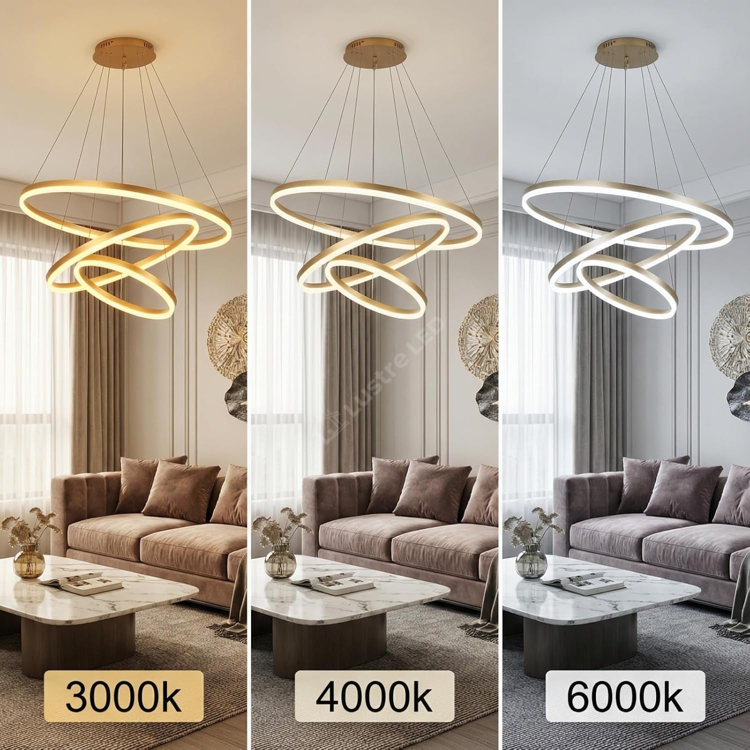 Lustra LED WONDERLAND Gold 3 Segmente XXL 80cm Echivalent 800W Telecomanda