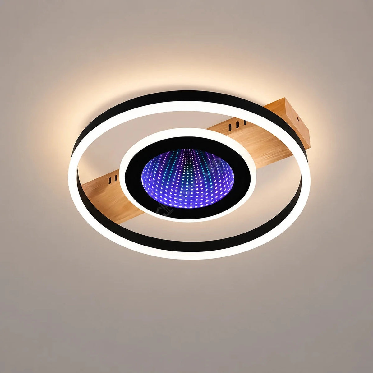 Lustra LED Woody Touch Circle 3D RGB Telecomanda Echivalent 500W