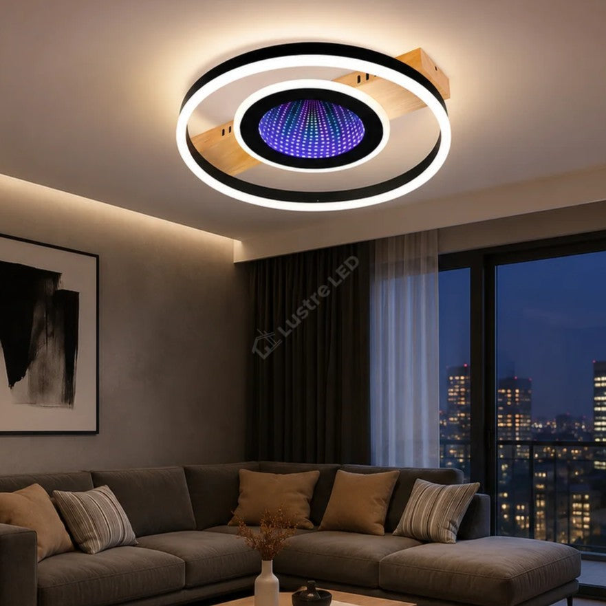 Lustra LED Woody Touch Circle 3D RGB Telecomanda Echivalent 500W