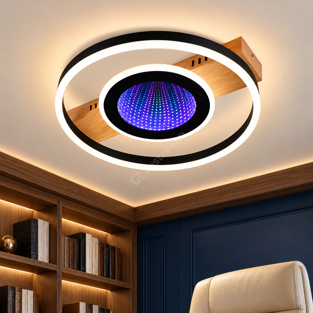 Lustra LED Woody Touch Circle 3D RGB Telecomanda Echivalent 500W