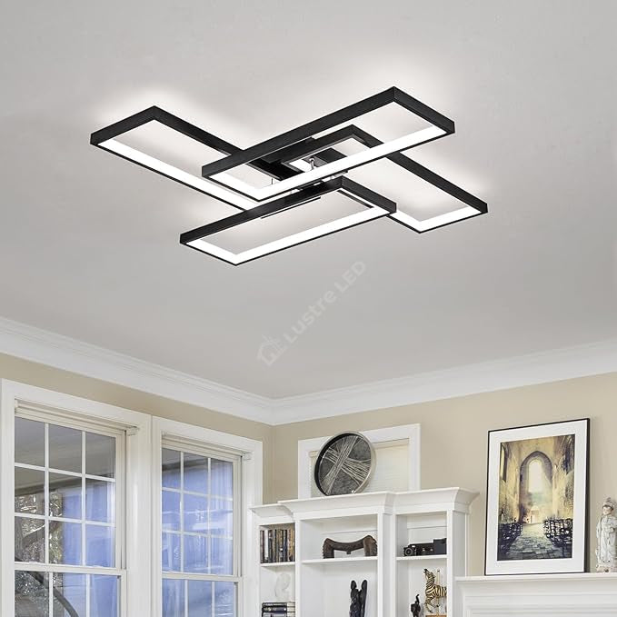 Lustra LED ZULE Black Echivalent 750W Telecomanda