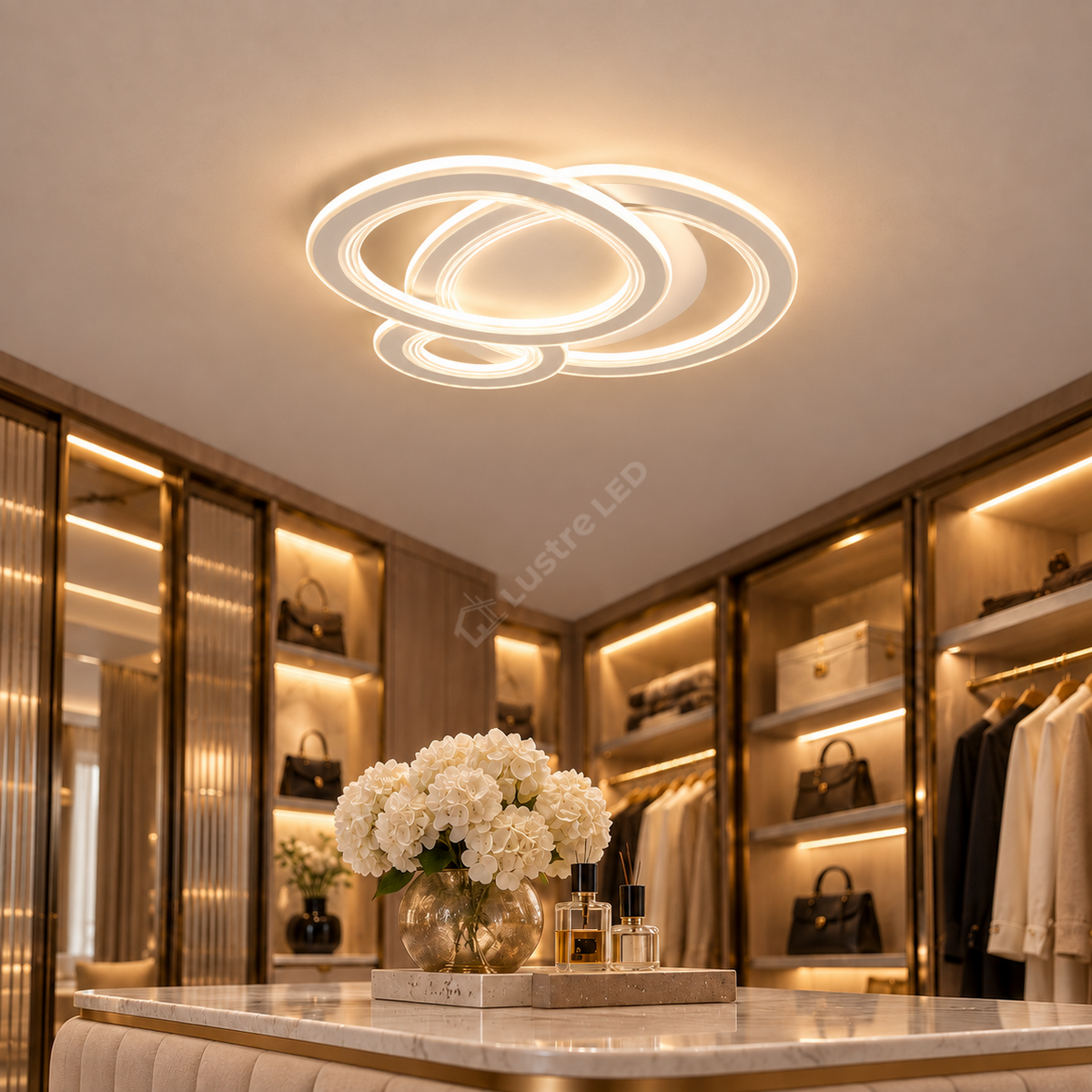 Lustra LED Zyna White Round Echivalent 550W Telecomanda