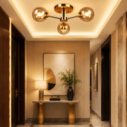 Lustra Lugano Abajur Fumuriu Black+Gold 3xE14