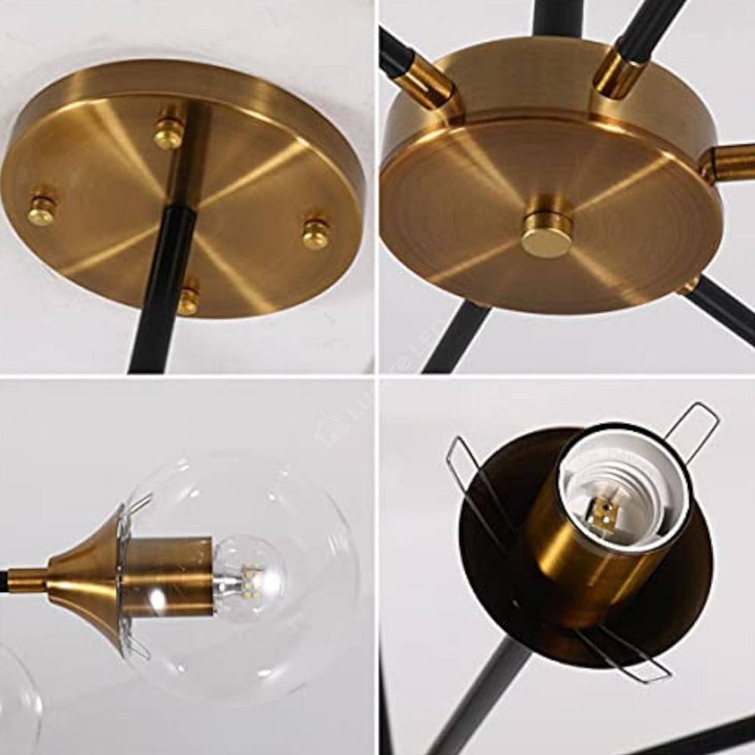 Lustra Lugano Abajur Fumuriu Black+Gold 3xE14