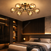 Lustra Lugano Abajur Fumuriu Black+Gold 6xE14