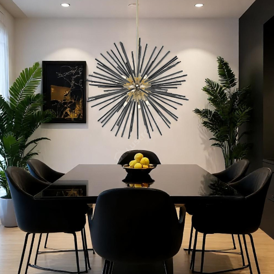 Lustra LED Black + Gold Serico NEGRU + AURIU / MINIMALIST DESIGN Lighting Fixtures