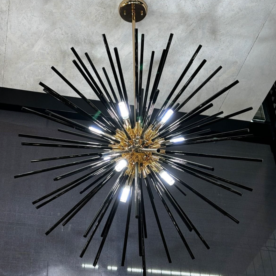 Lustra LED Black + Gold Serico NEGRU + AURIU / MINIMALIST DESIGN Lighting Fixtures