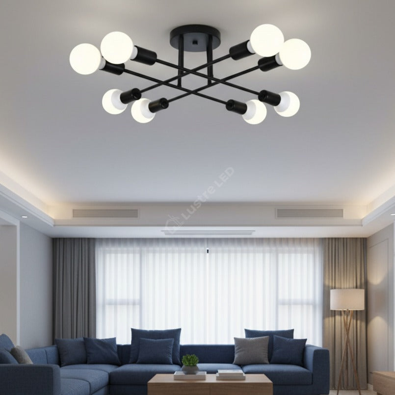 Lustra MEDEO LInnes Black 8xE27