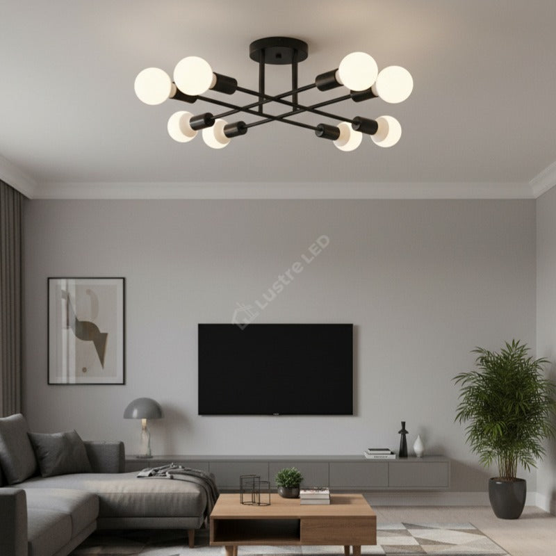 Lustra MEDEO LInnes Black 8xE27