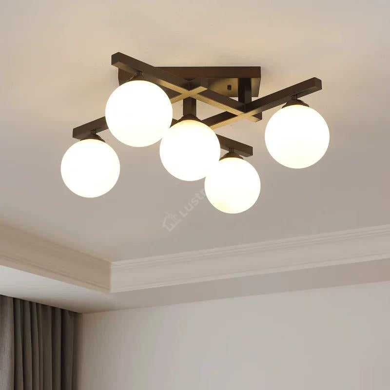 Lustra MEZO Black Abajur Mat 5xE27