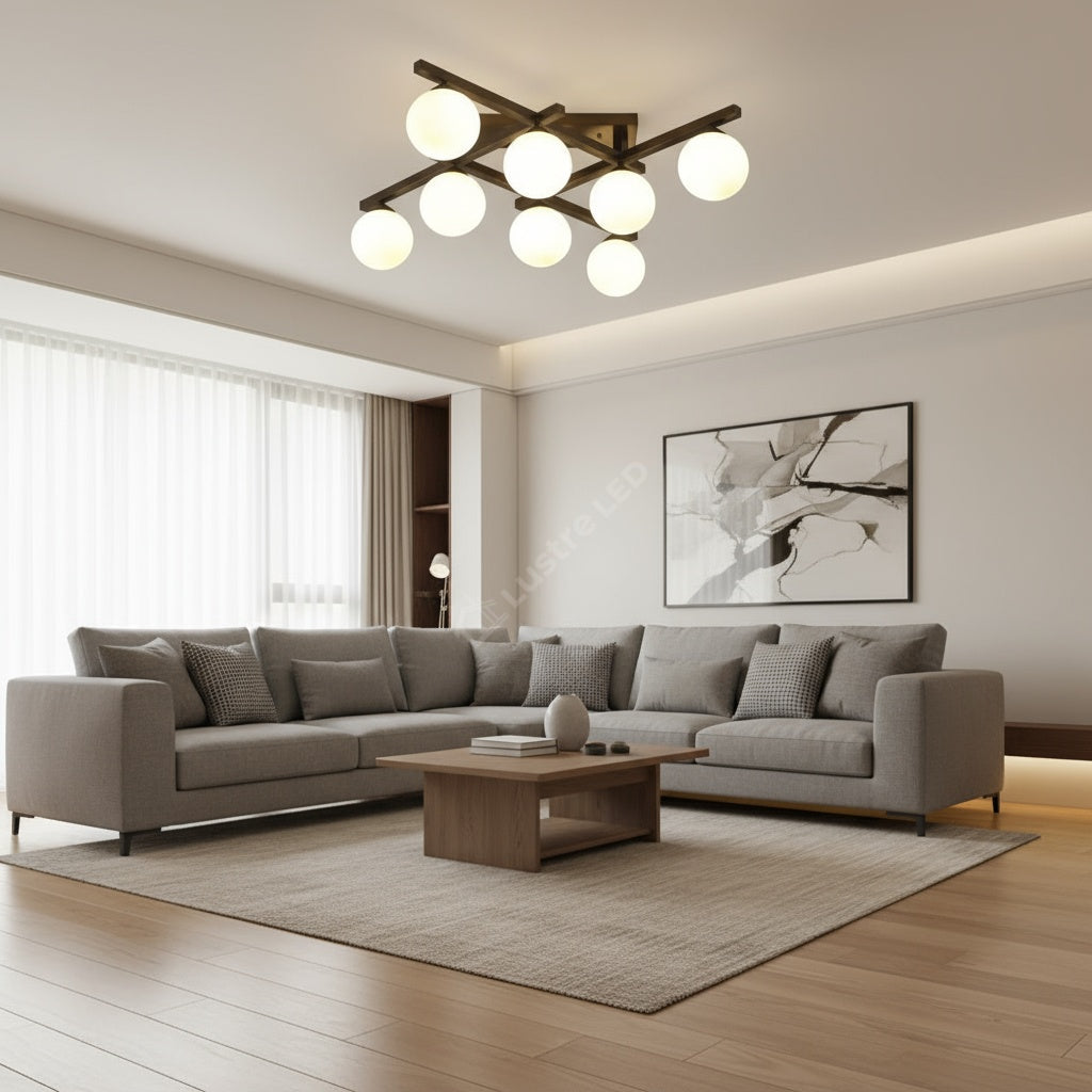 Lustra MEZO Black Abajur Mat 8xE27