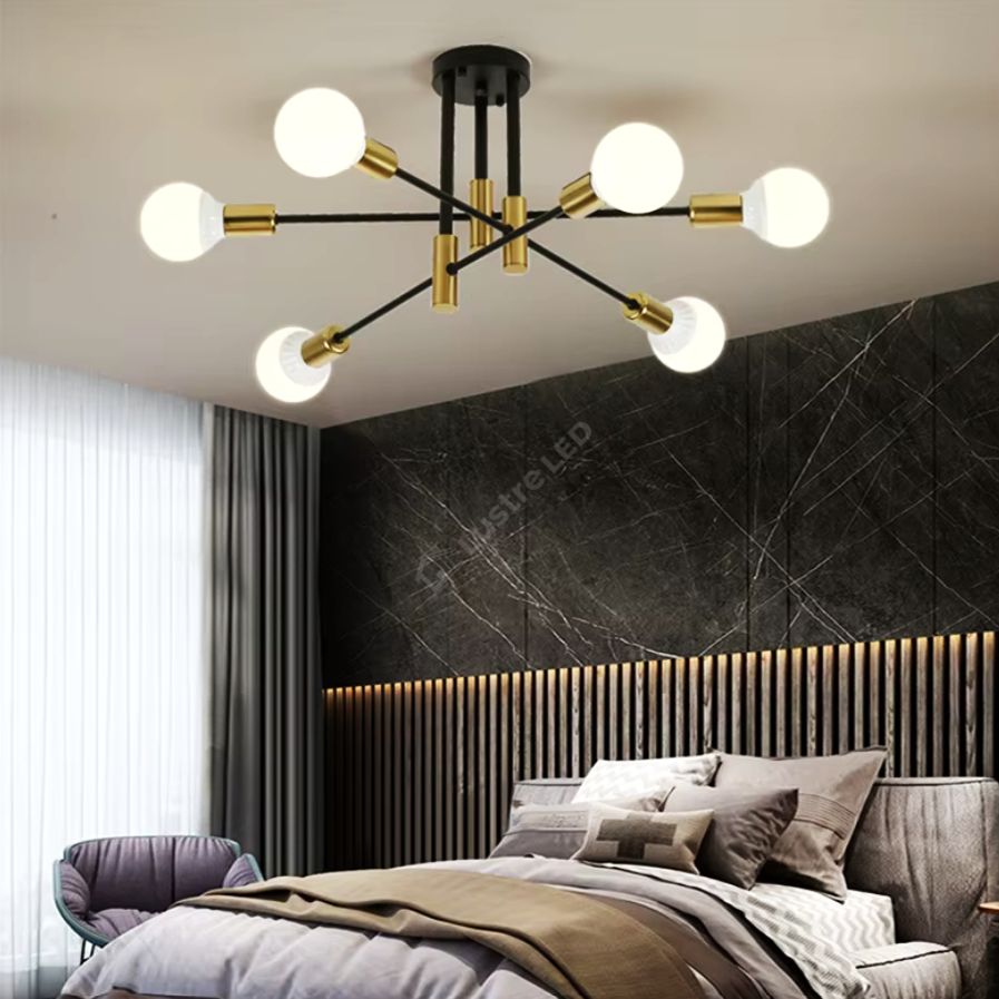 Lustra Minimalist Design 6Xe27 Black + Gold 6038/6 Lighting Fixtures