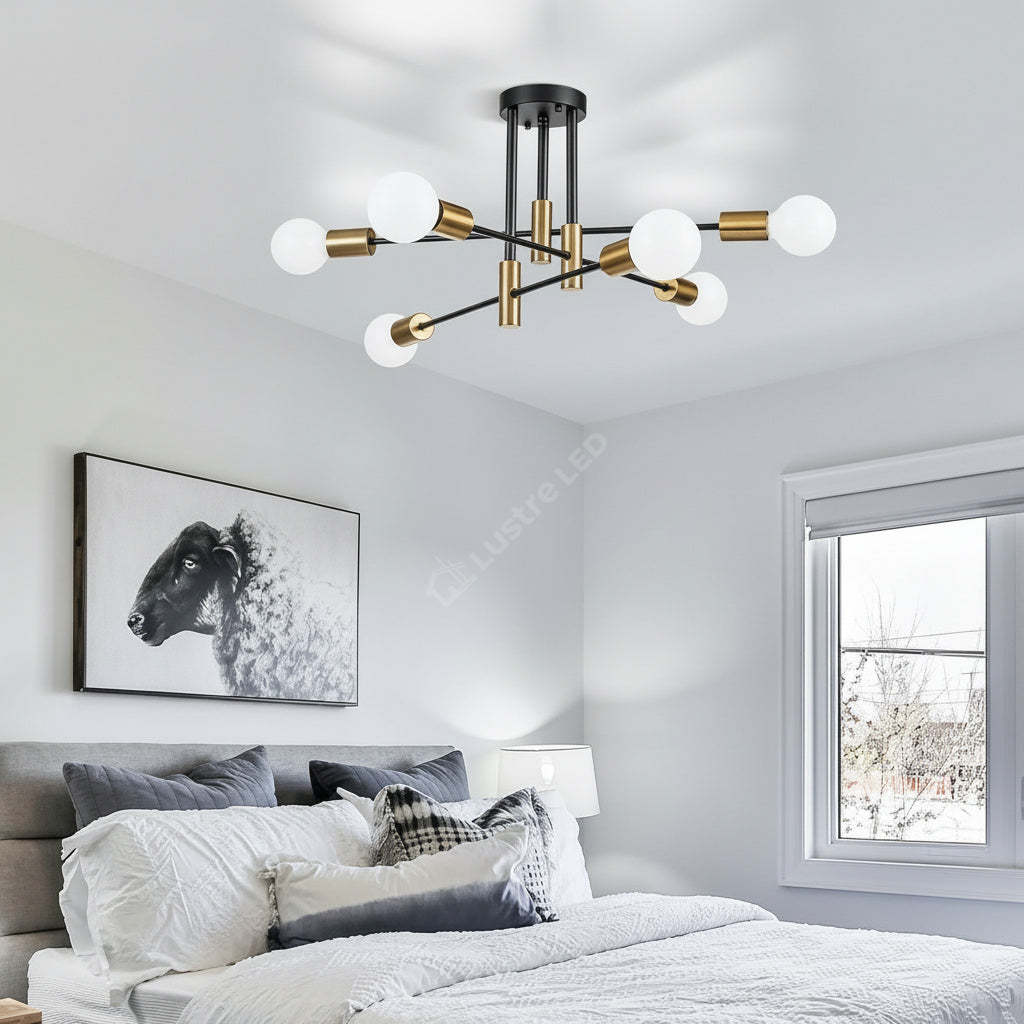 Lustra Minimalist Design 6xE27 Black+Gold 6038/6