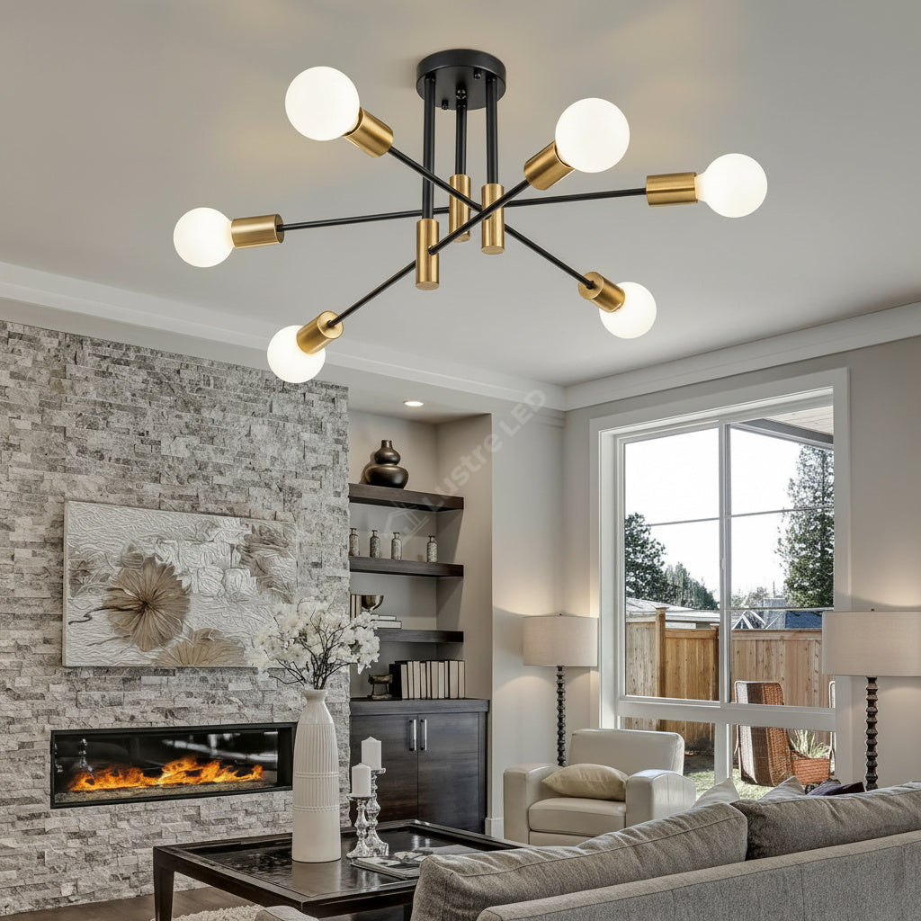 Lustra Minimalist Design 6xE27 Black+Gold 6038/6