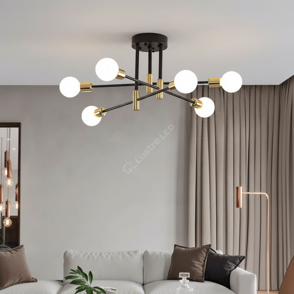 Lustra Minimalist Design 6xE27 Black+Gold 6038/6