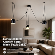 Lustra Moderna Custom Form Black Bowls 3xE27