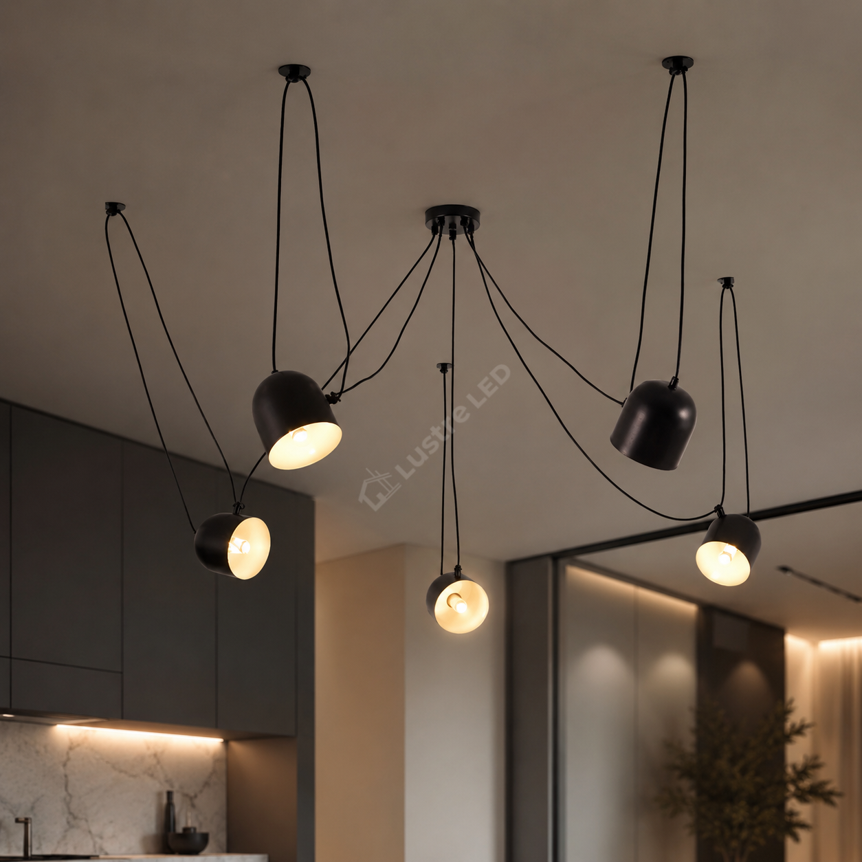 Lustra Moderna Custom Form Black Bowls 5xE27