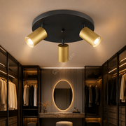 Lustra Negru & Auriu cu 3 Spoturi Reglabile Suport Rotund 3xGU10