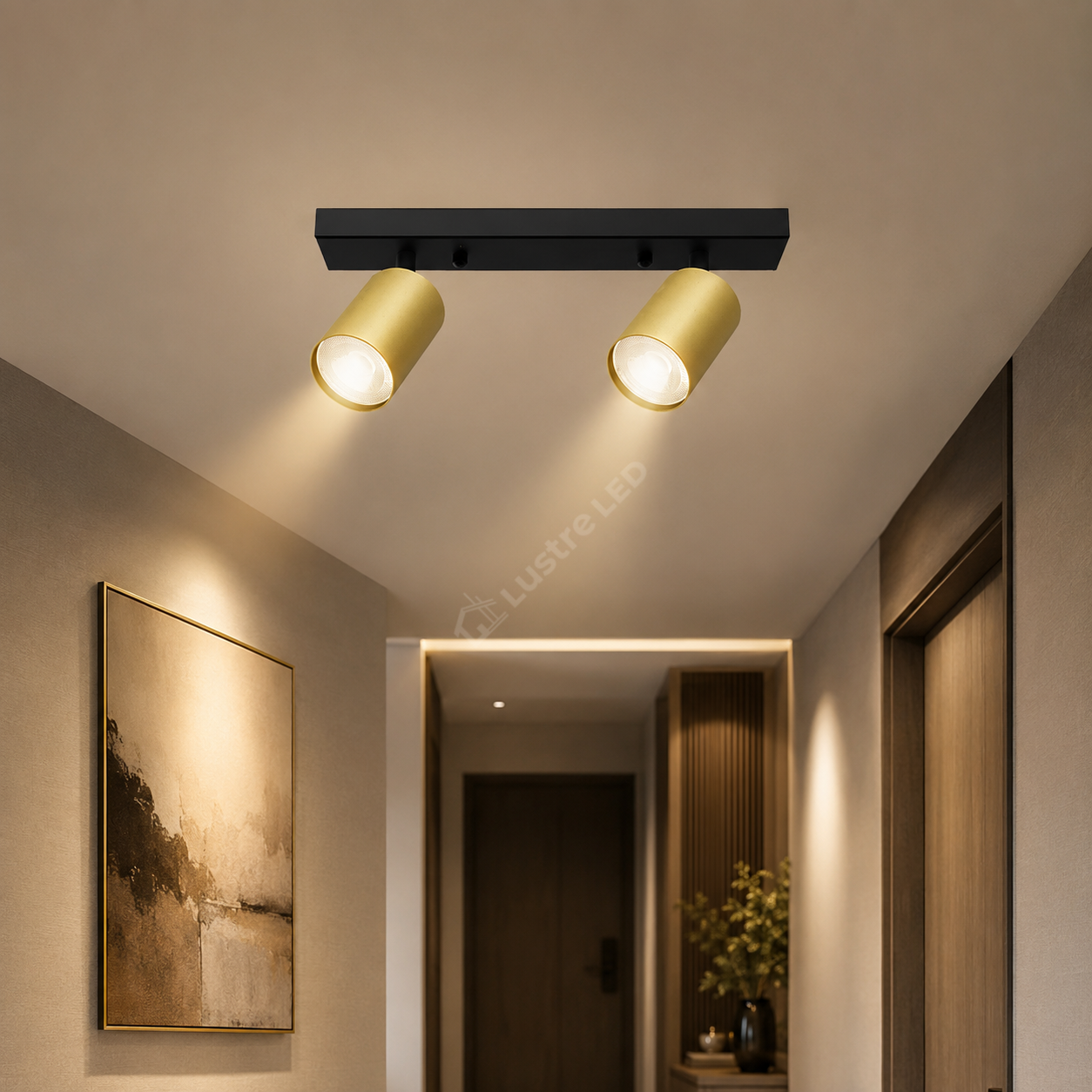 Lustra Negru & Auriu Liniara cu 2 Spoturi Reglabile 2xGU10