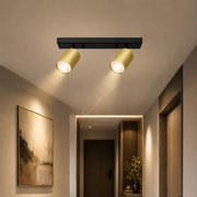 Lustra Negru & Auriu Liniara cu 2 Spoturi Reglabile 2xGU10