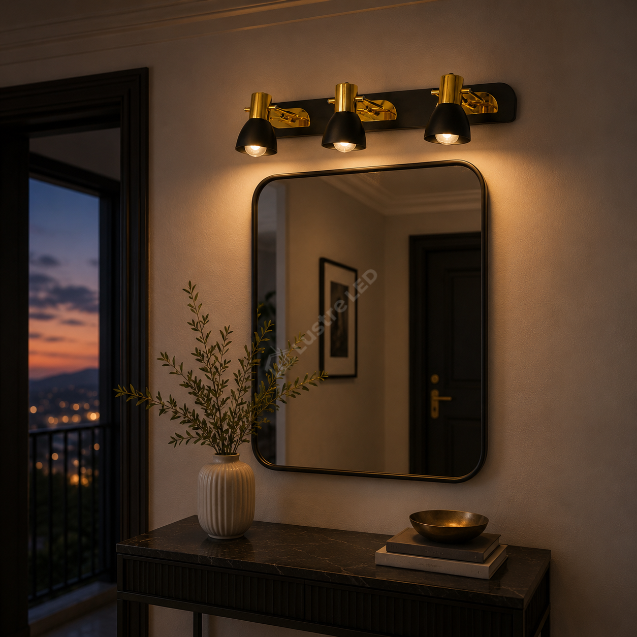 Lustra Negru & Auriu Liniara SUNSHINE cu 3 Spoturi Reglabile 3xE14