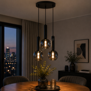 Lustra Premium CLAYTON Black Abajur Fumuriu 3xE27