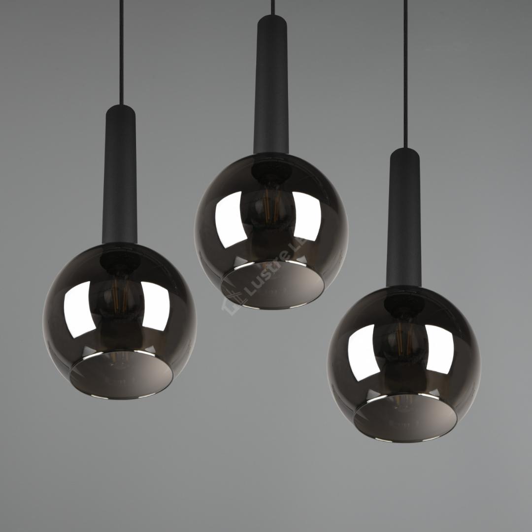 Lustra Suspendata CLAYTON 3xE27 NEAGRA / ABAJUR Chandeliers