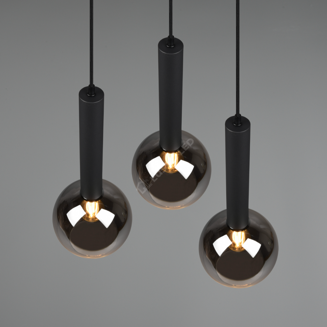 Lustra Suspendata CLAYTON 3xE27 NEAGRA / ABAJUR Chandeliers