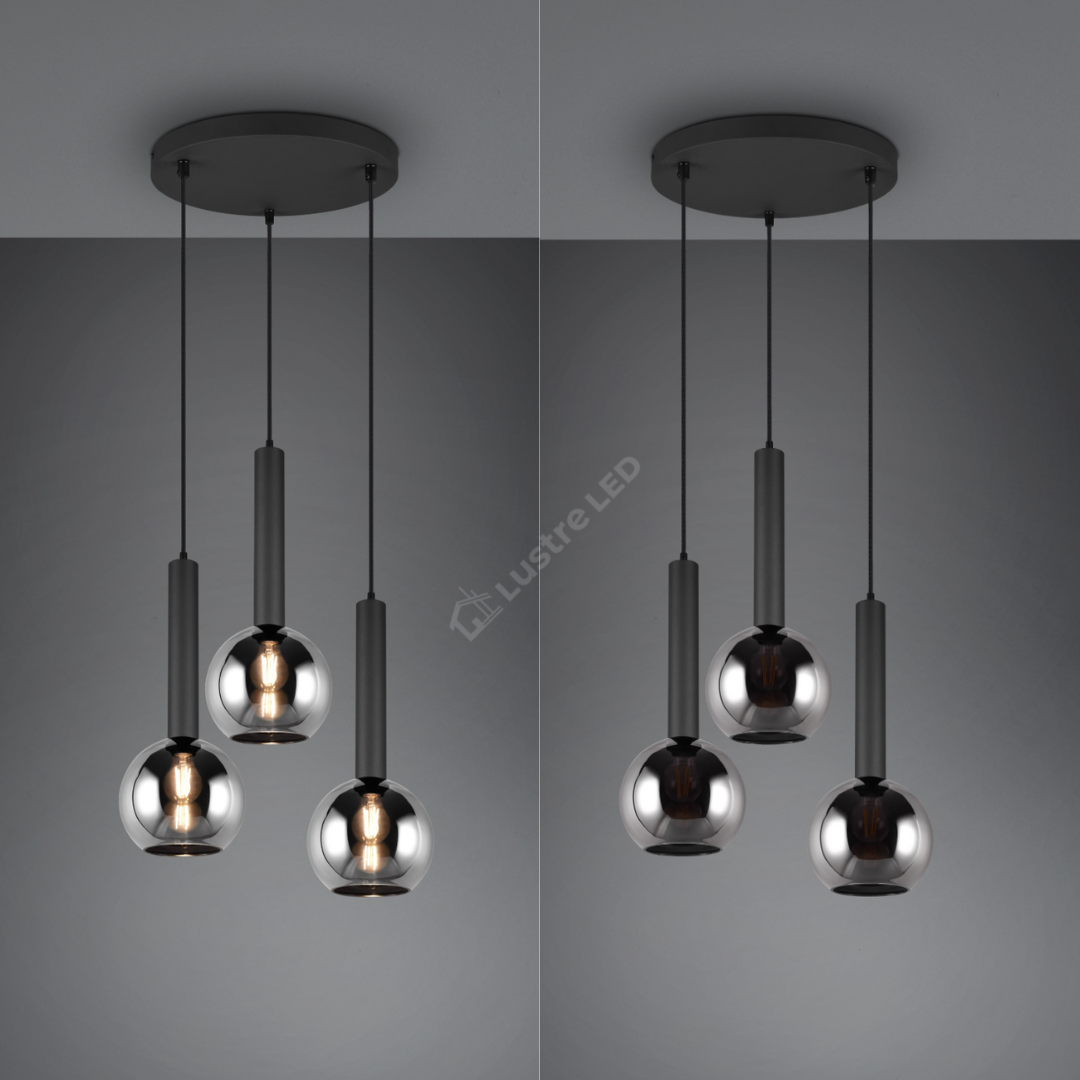 Lustra Suspendata CLAYTON 3xE27 NEAGRA / ABAJUR Chandeliers